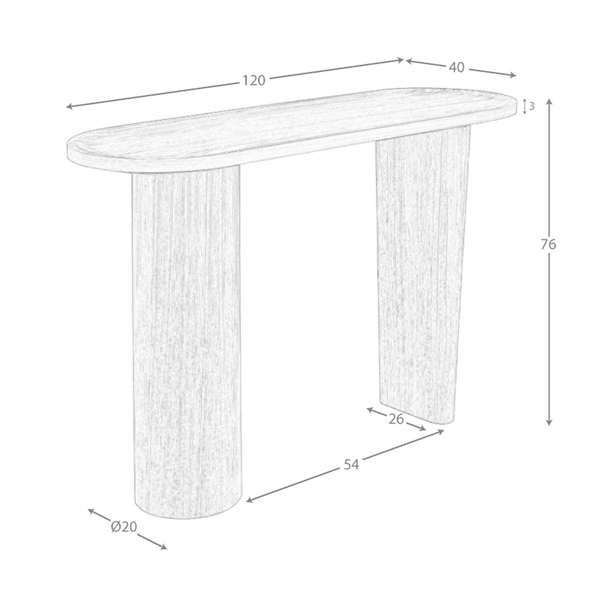 Console Oval Walnut Half-moon 3249 5
