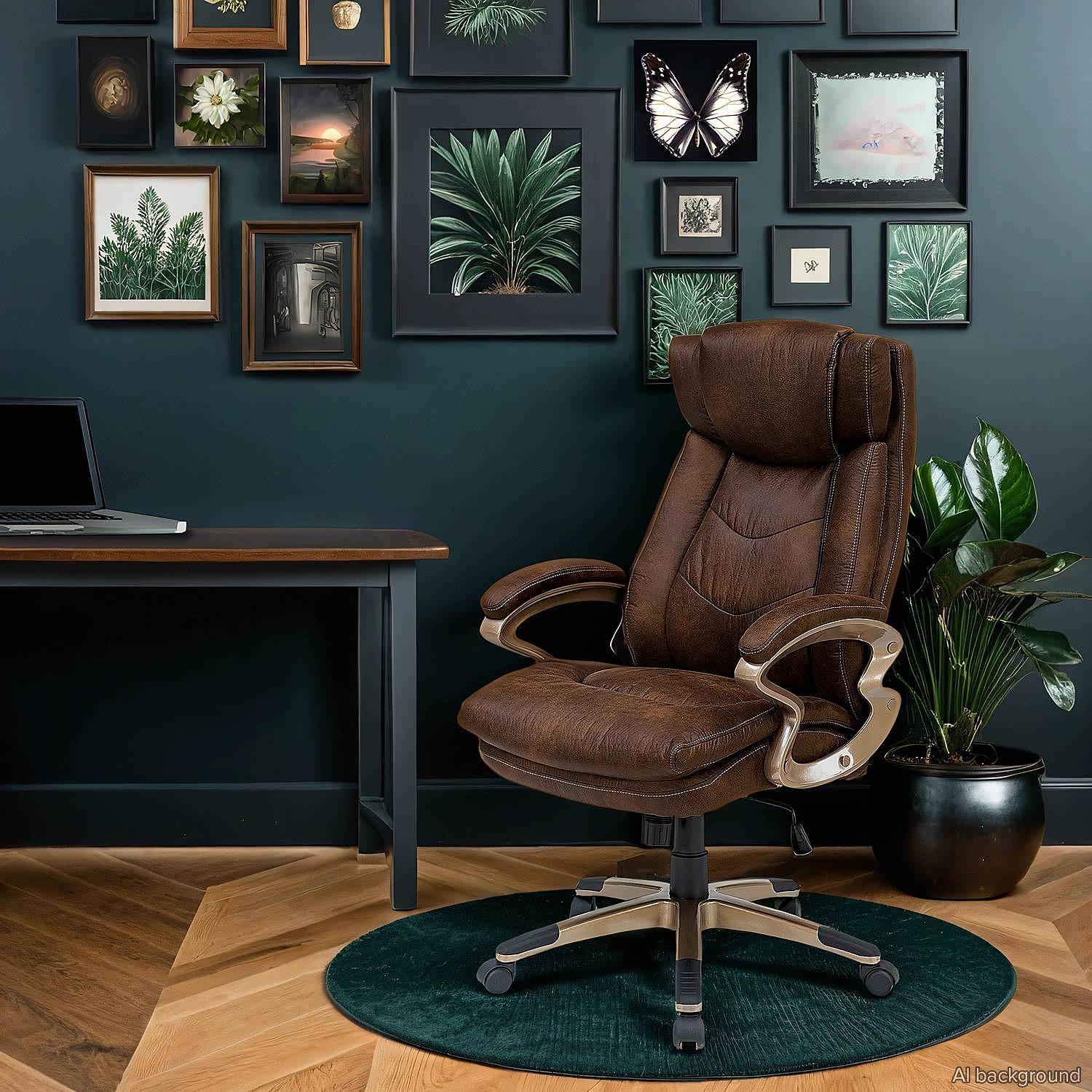 Loman Office Chair Microfiber Plastic Brown 1