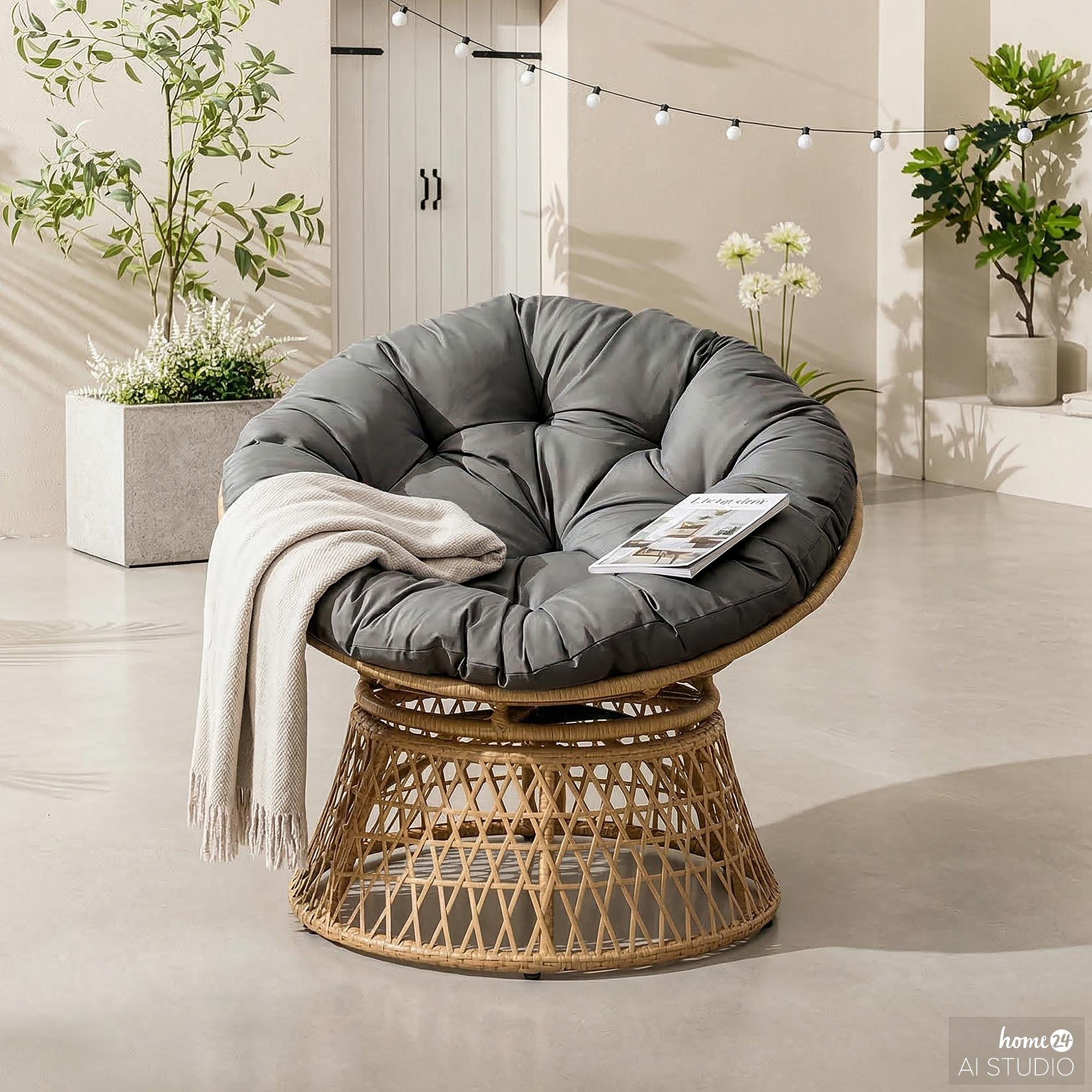 Dogger Garden Armchair Polyrattan / Polyester Brown / Grey 0