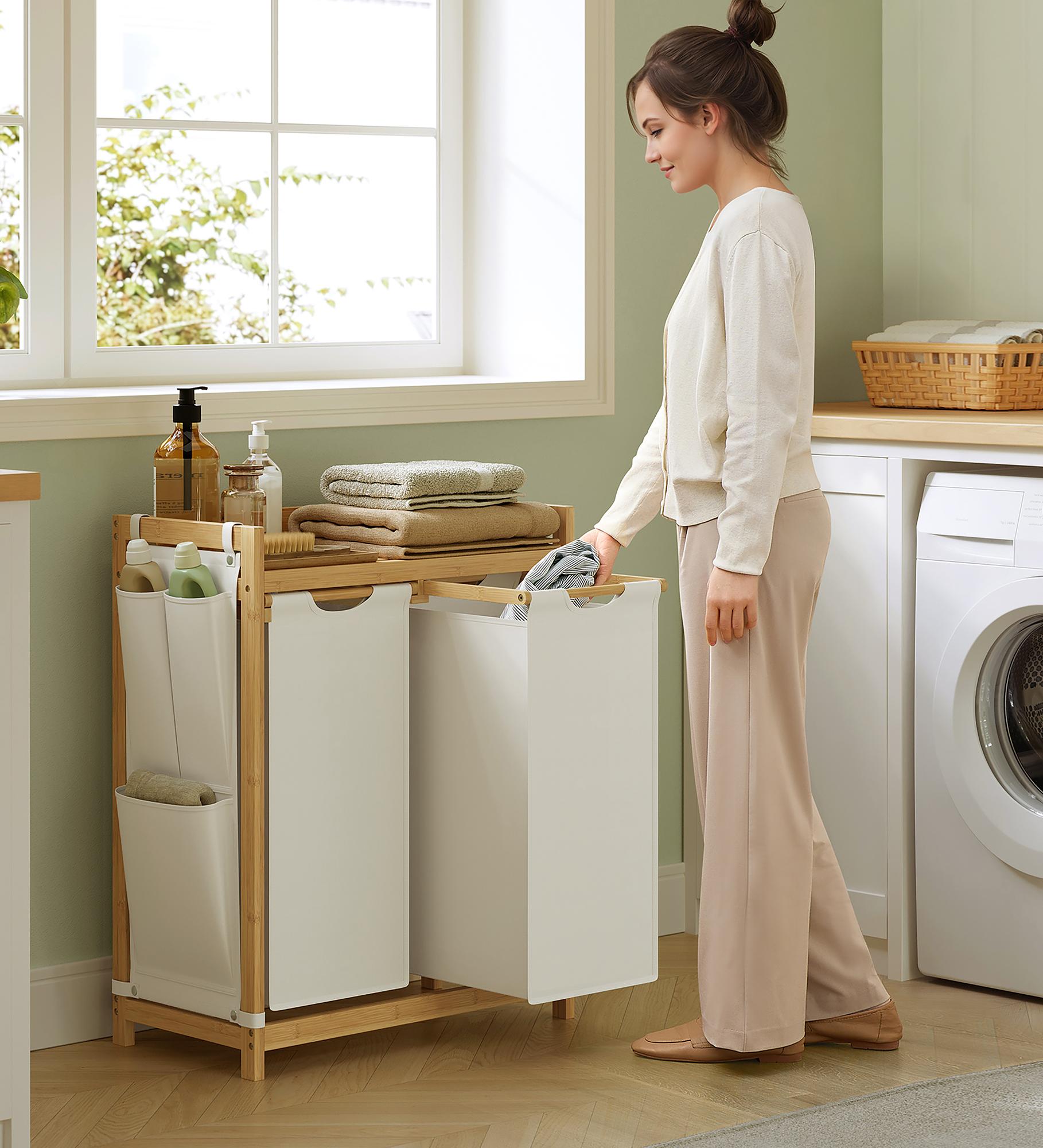 Kabai Laundry Basket Bamboo White 2