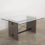 Coffee table glass stone metal 1960s 2