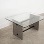 Coffee table glass stone metal 1960s 1