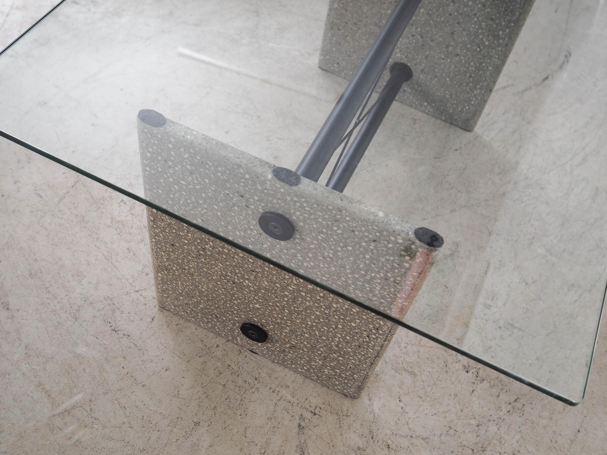 Coffee table glass stone metal 1960s 11