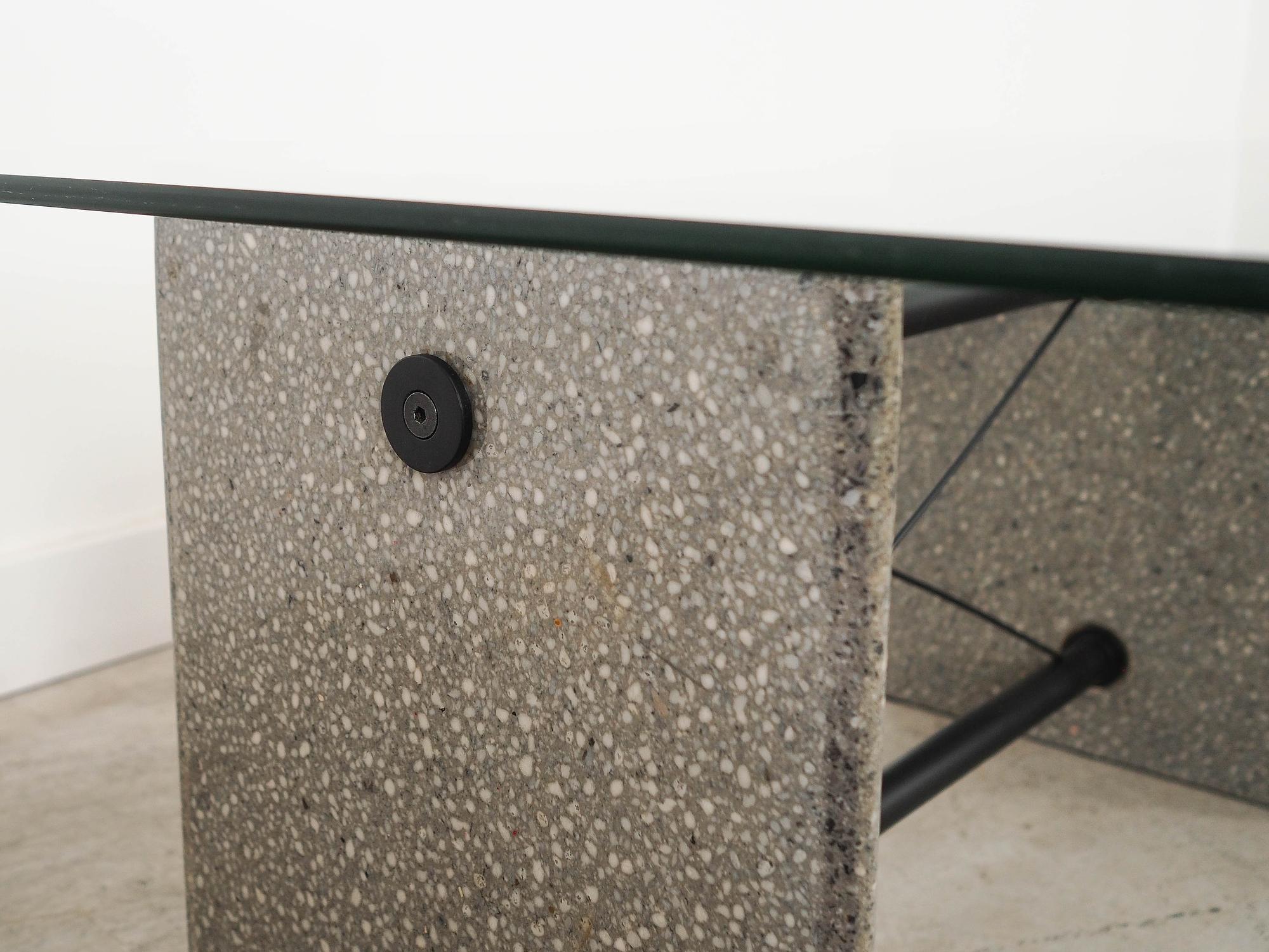 Coffee table glass stone metal 1960s 7