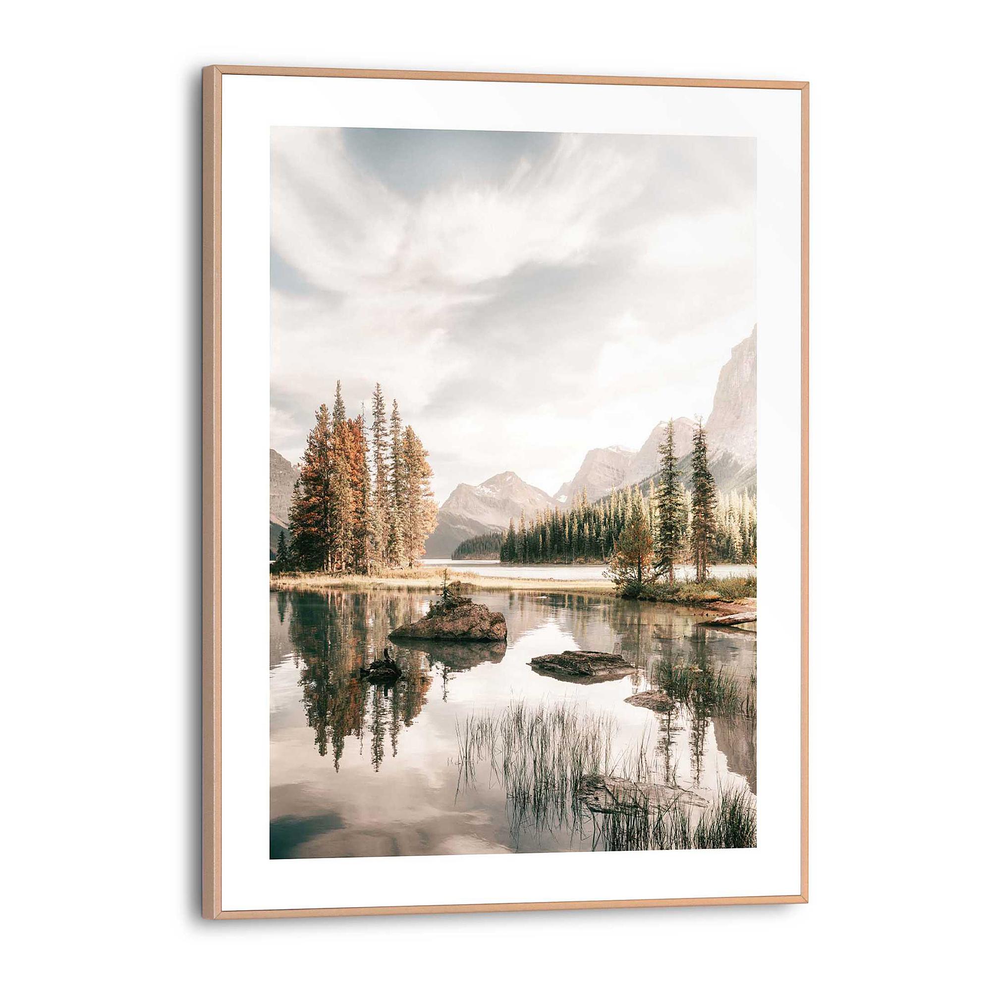 Mountain Lake Art Print MDF Beige 0