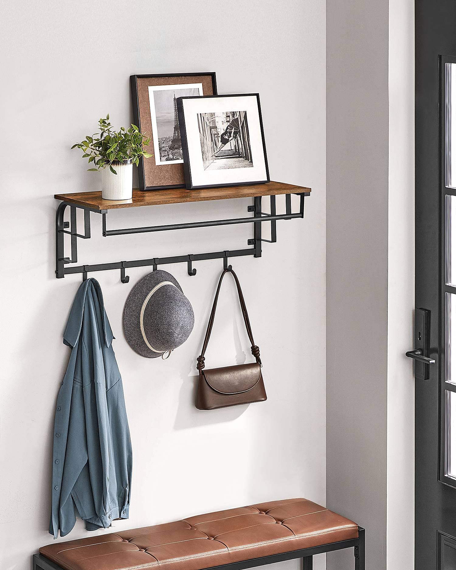 Montevallo Wall Coat Rack Dark Brown Black 4