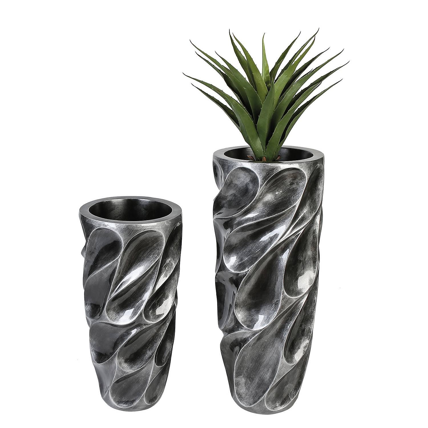 Drop Planter Synthetic Resin Silver Ø38 cm 3