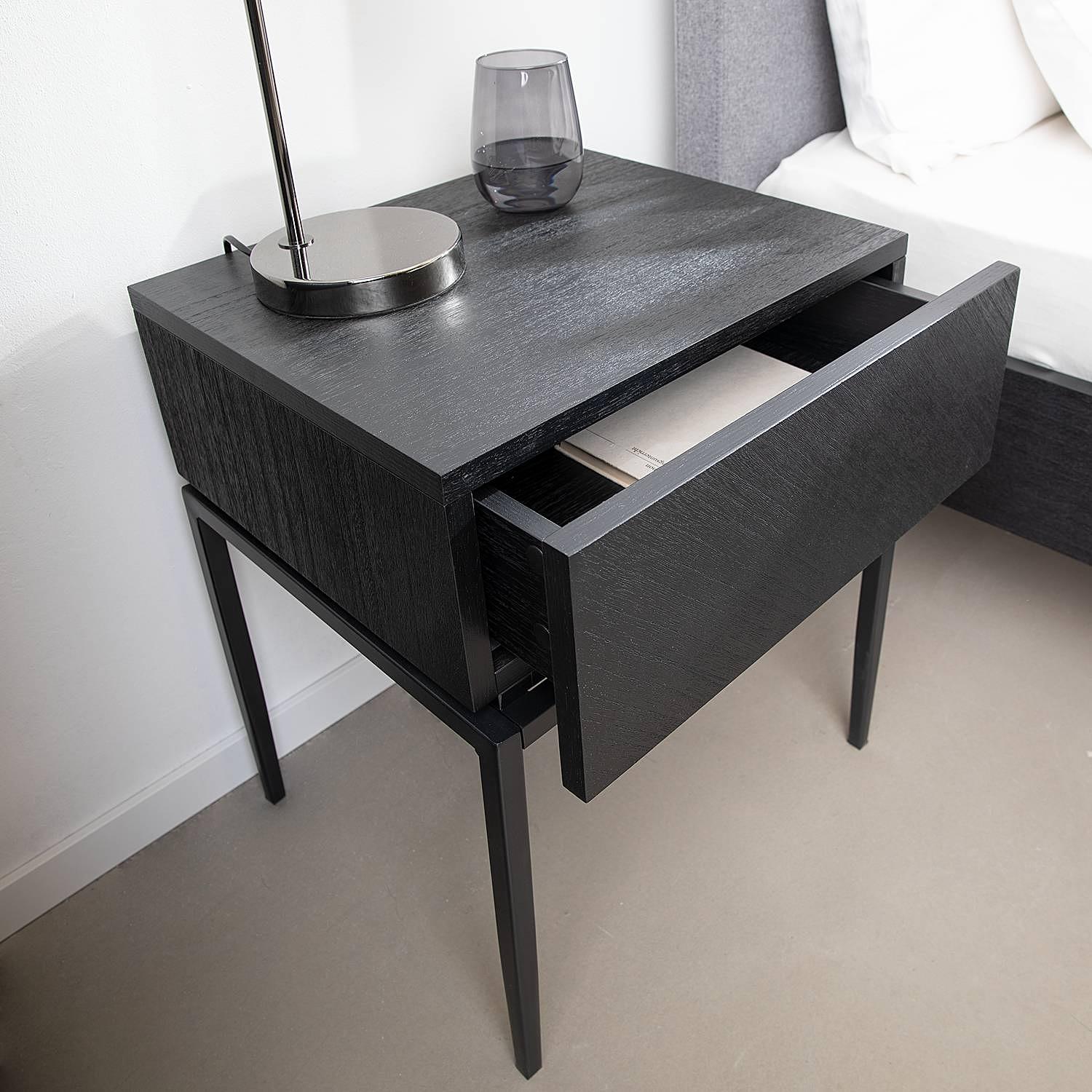 IKON Nightstand Real Wood Veneer Black 4