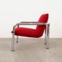 Armchair Metal Fabric Red 1970s 3