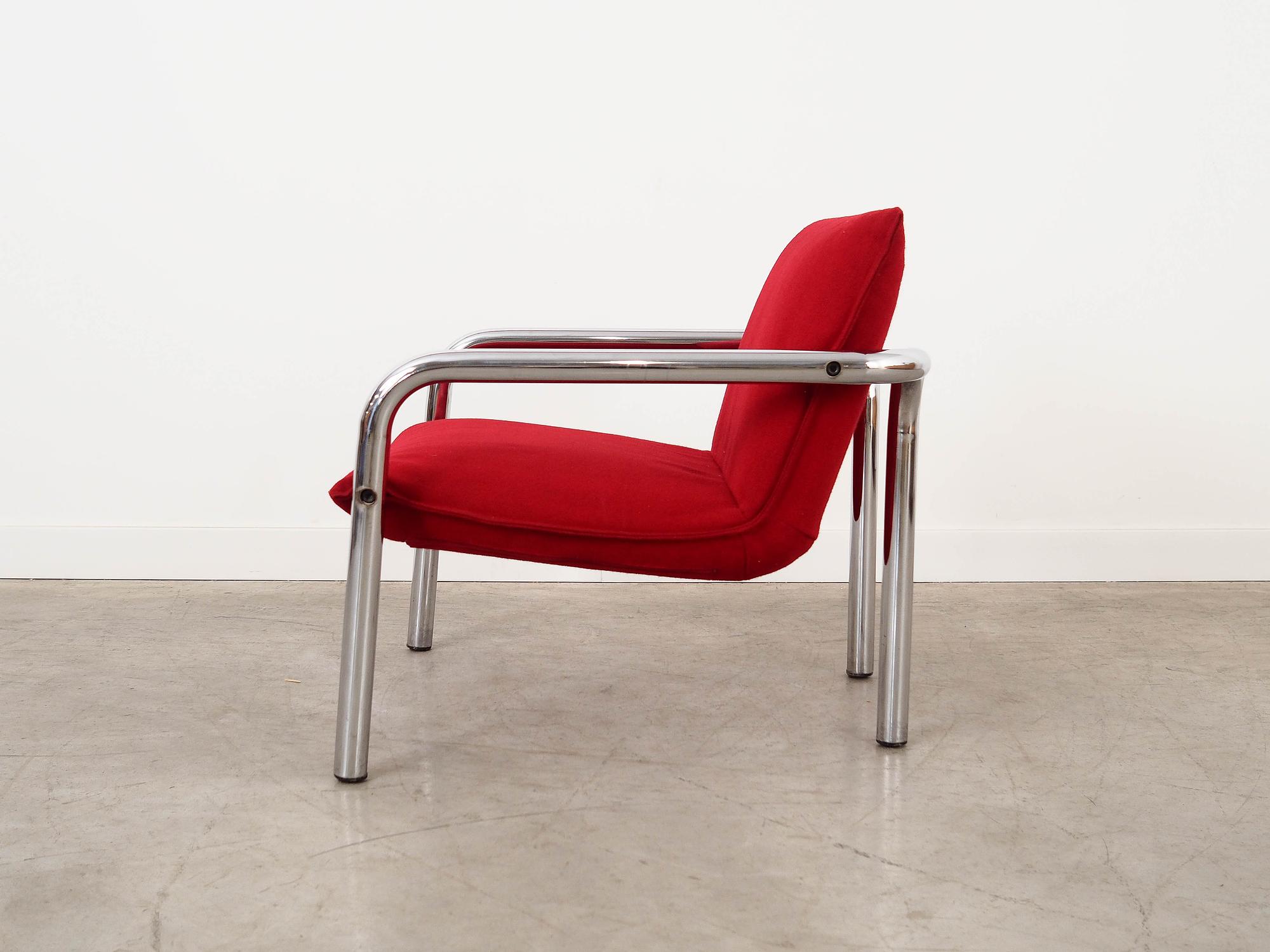 Armchair Metal Fabric Red 1970s 3