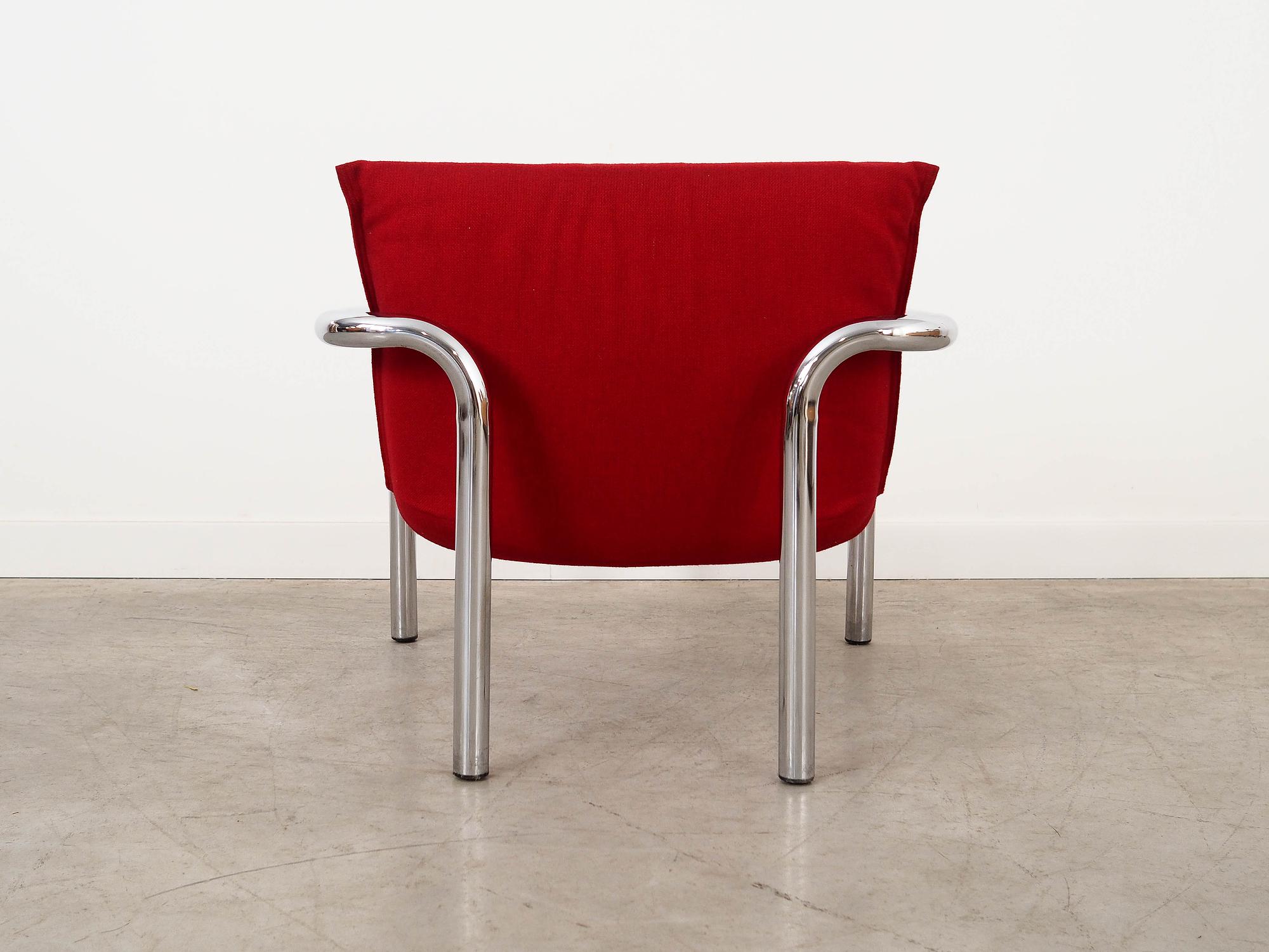Armchair Metal Fabric Red 1970s 4