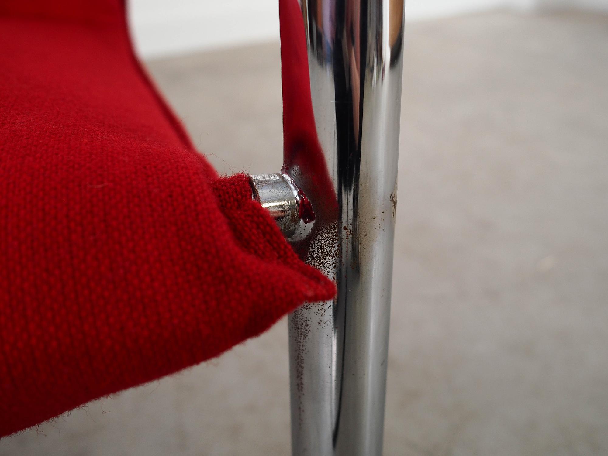 Armchair Metal Fabric Red 1970s 10