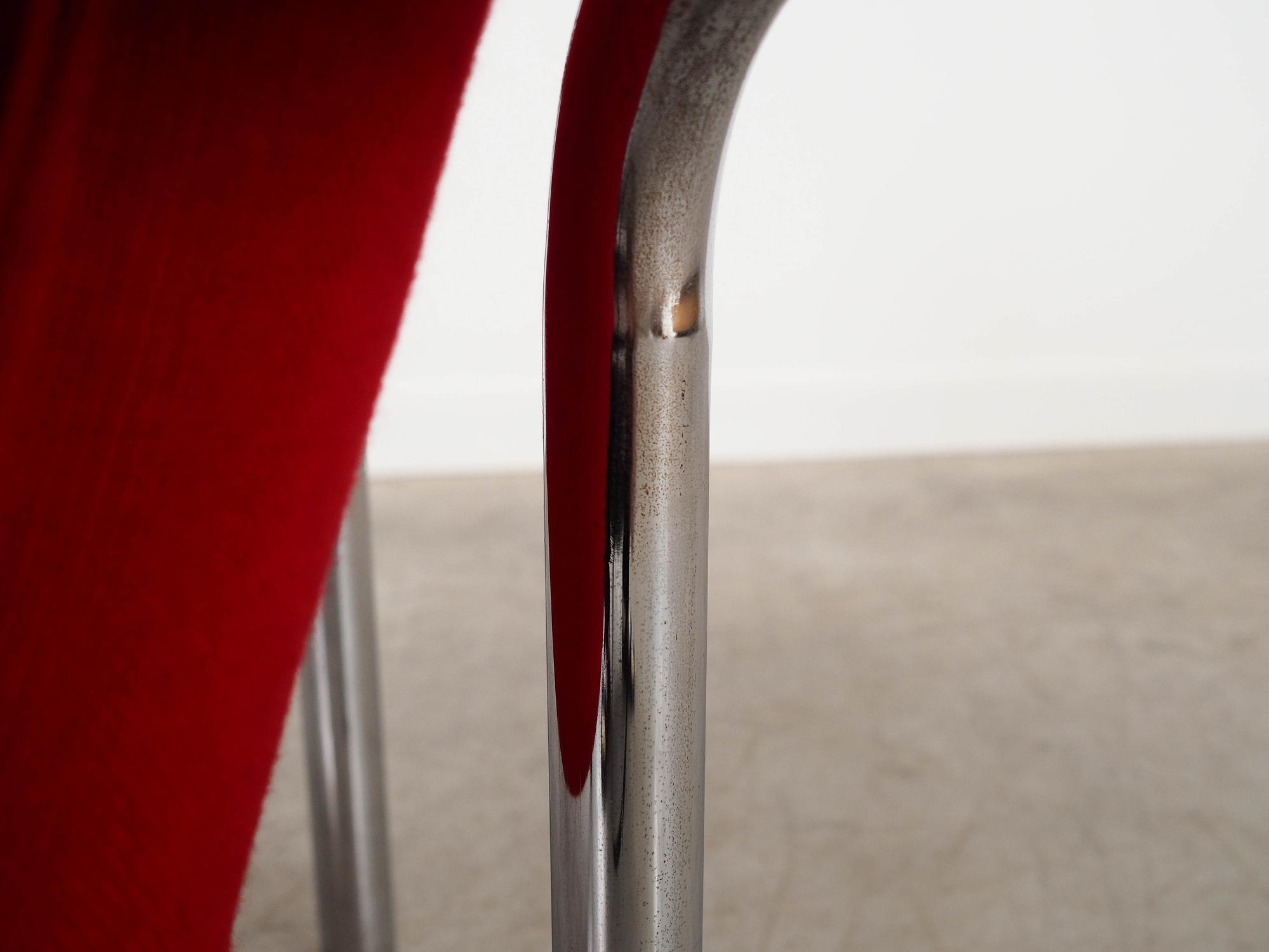 Armchair Metal Fabric Red 1970s 11
