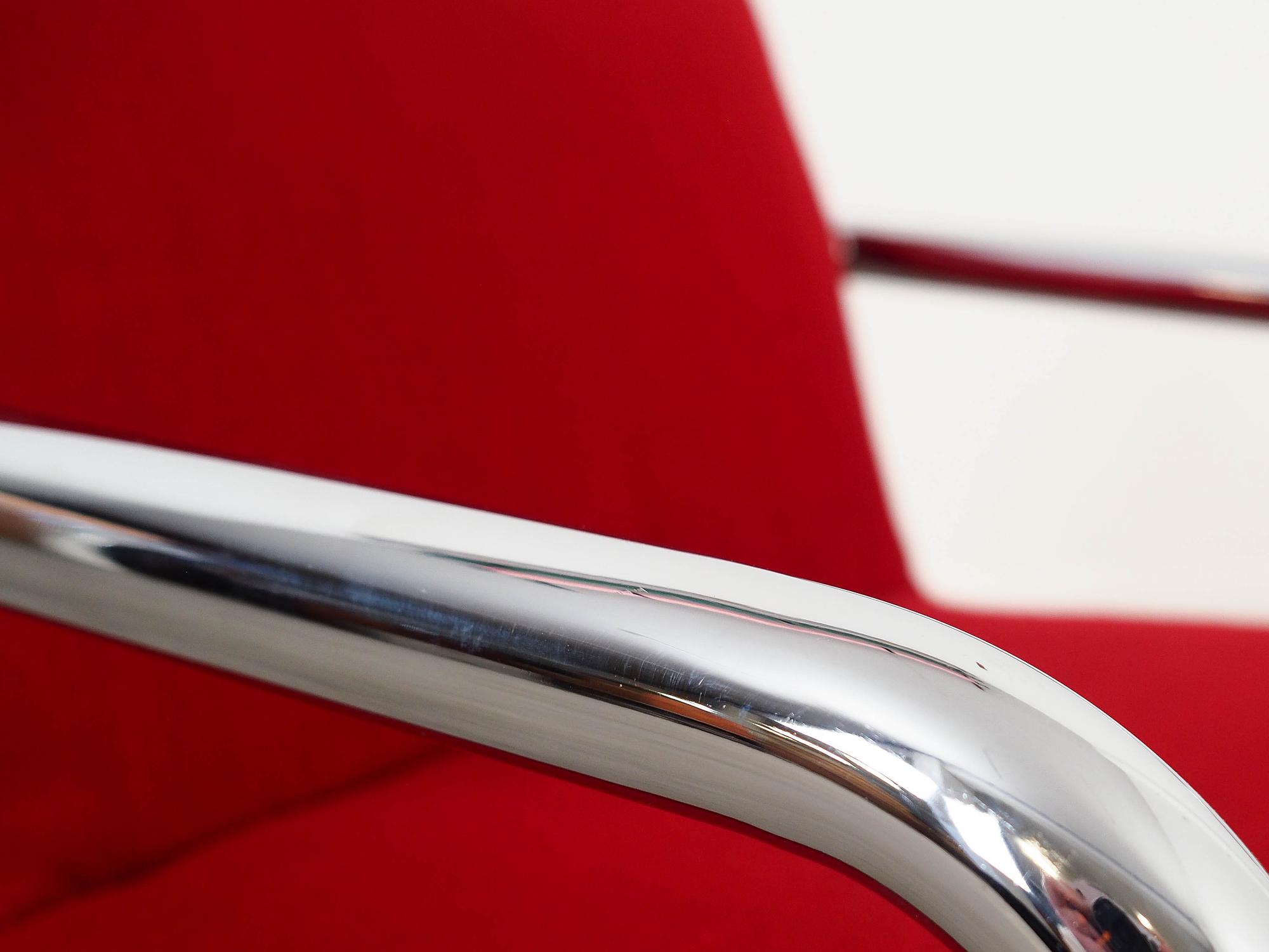 Armchair Metal Fabric Red 1970s 9