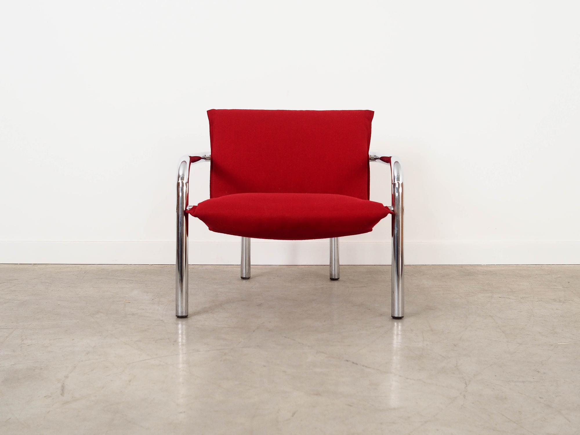 Armchair Metal Fabric Red 1970s 1