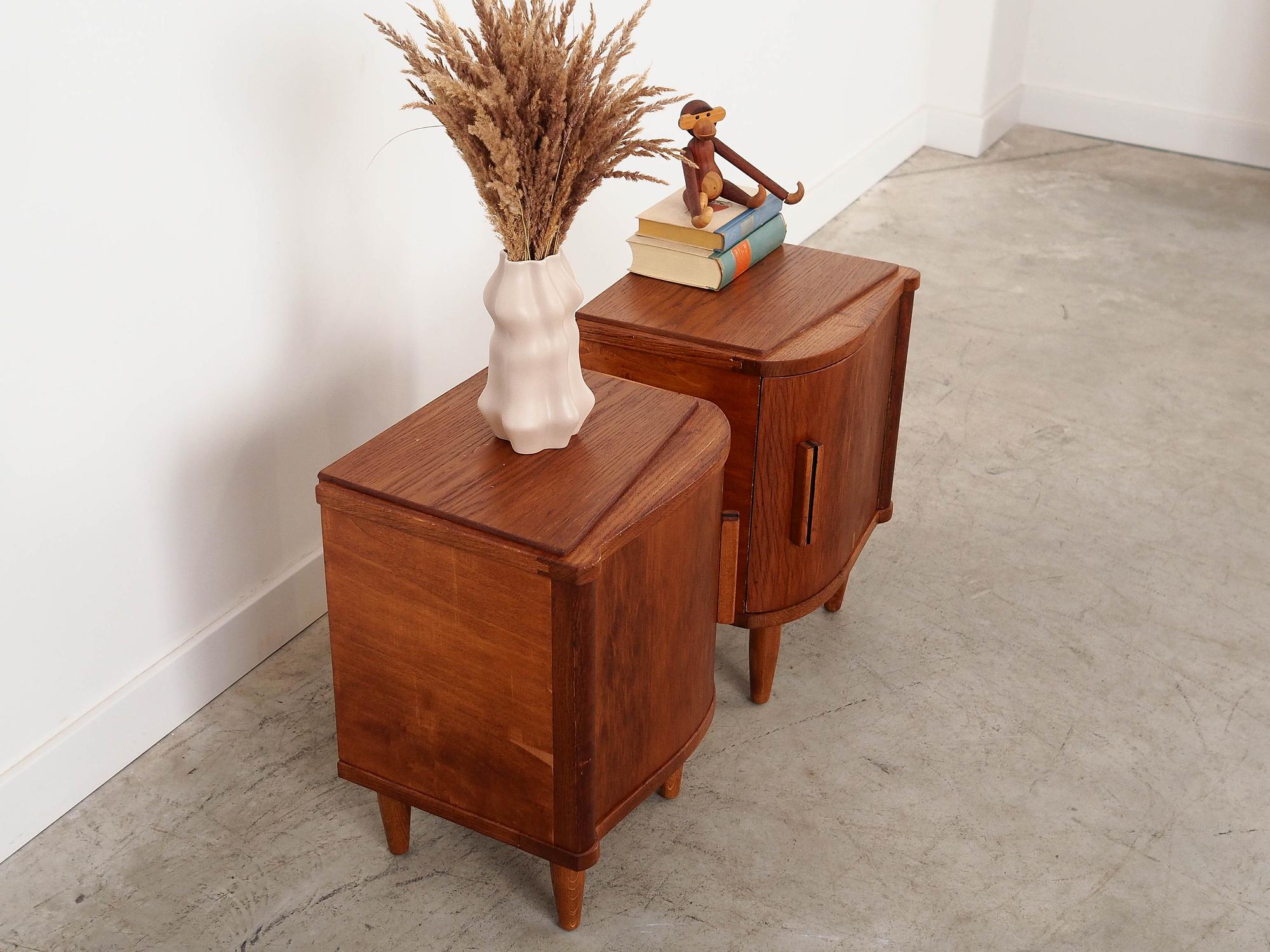 2x Nightstand Plywood Solid Wood 1960s 5
