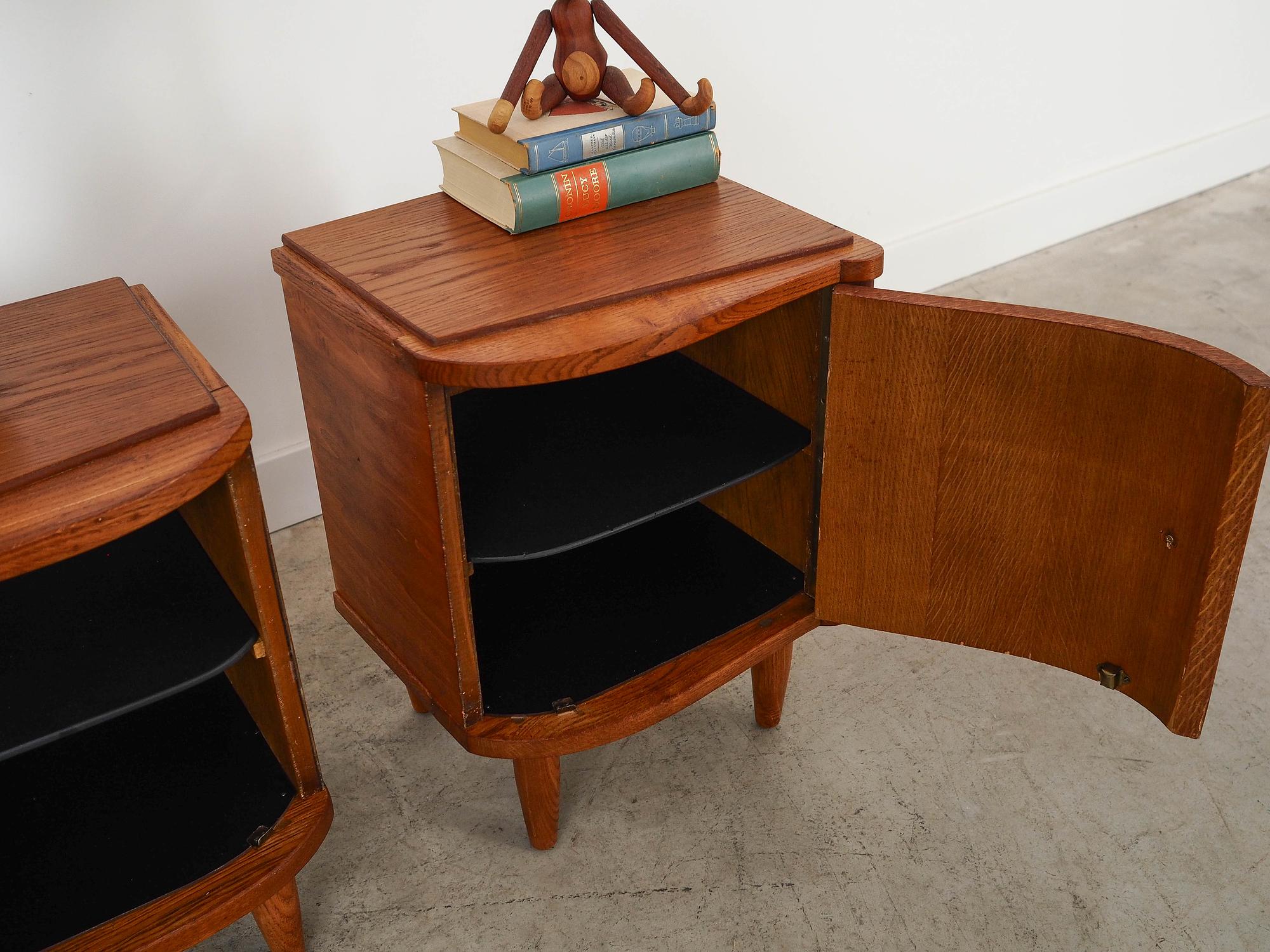 2x Nightstand Plywood Solid Wood 1960s 4