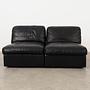 Modular Sofa 2 Pieces Black Leather 1970s 1