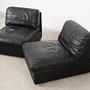 Sofa Modular 2 Teilig Leder Schwarz 1970er Jahre 4