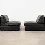 Sofa Modular 2 Teilig Leder Schwarz 1970er Jahre 5