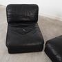Sofa Modular 2 Teilig Leder Schwarz 1970er Jahre 7