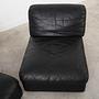 Modular Sofa 2 Pieces Black Leather 1970s 8