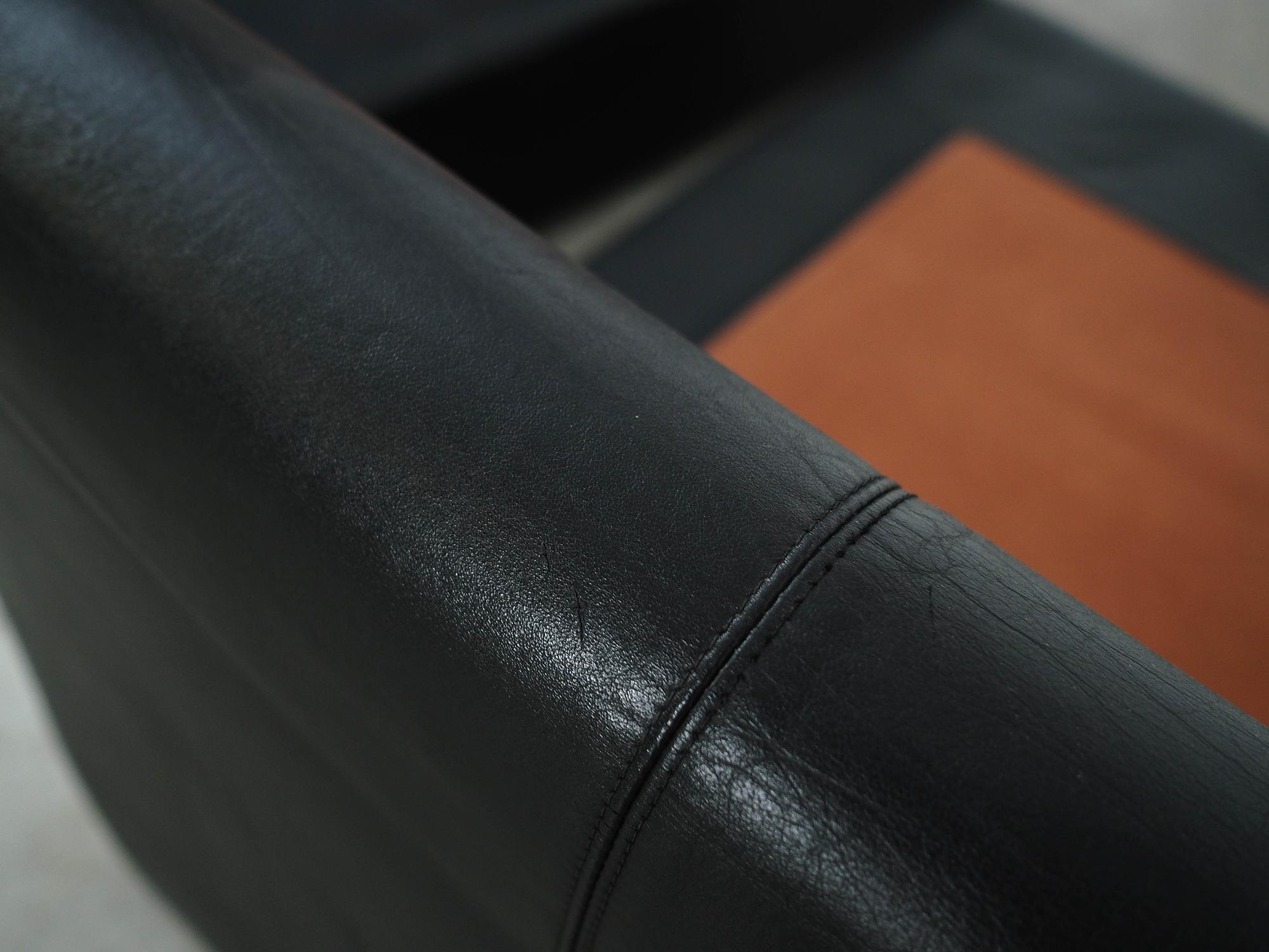 Sofa Modular 2 Teilig Leder Schwarz 1970er Jahre 11