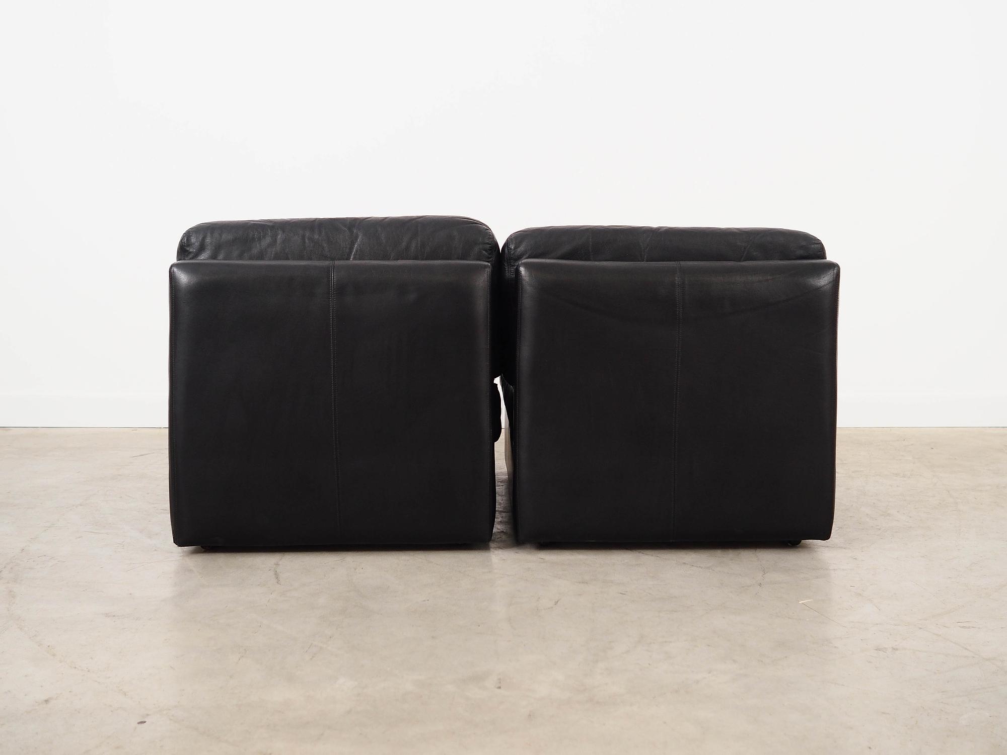 Sofa Modular 2 Teilig Leder Schwarz 1970er Jahre 6