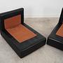 Modular Sofa 2 Pieces Black Leather 1970s 9