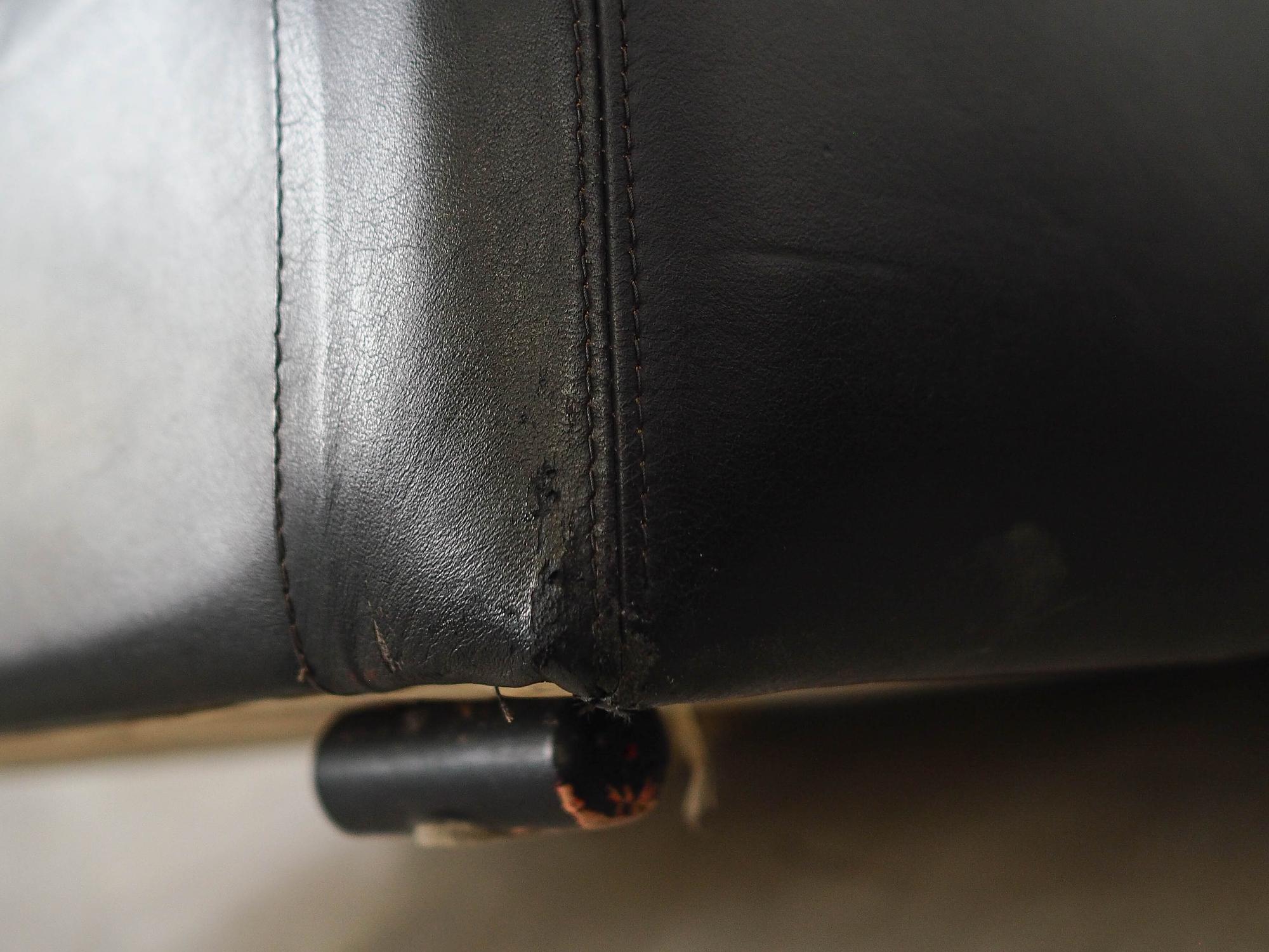 Sofa Modular 2 Teilig Leder Schwarz 1970er Jahre 12
