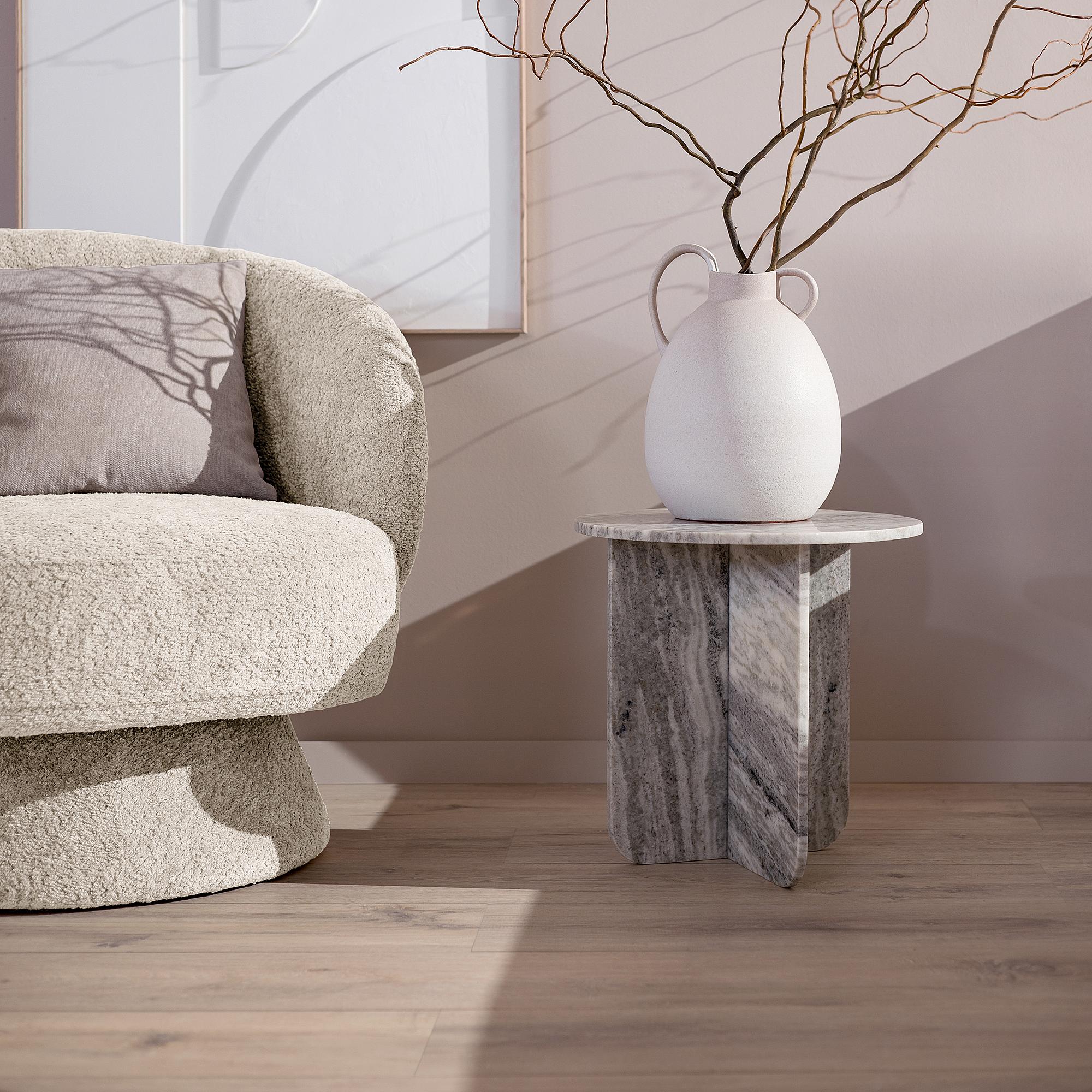 BIHORO Side Table Marble Grey Ø40 cm 3