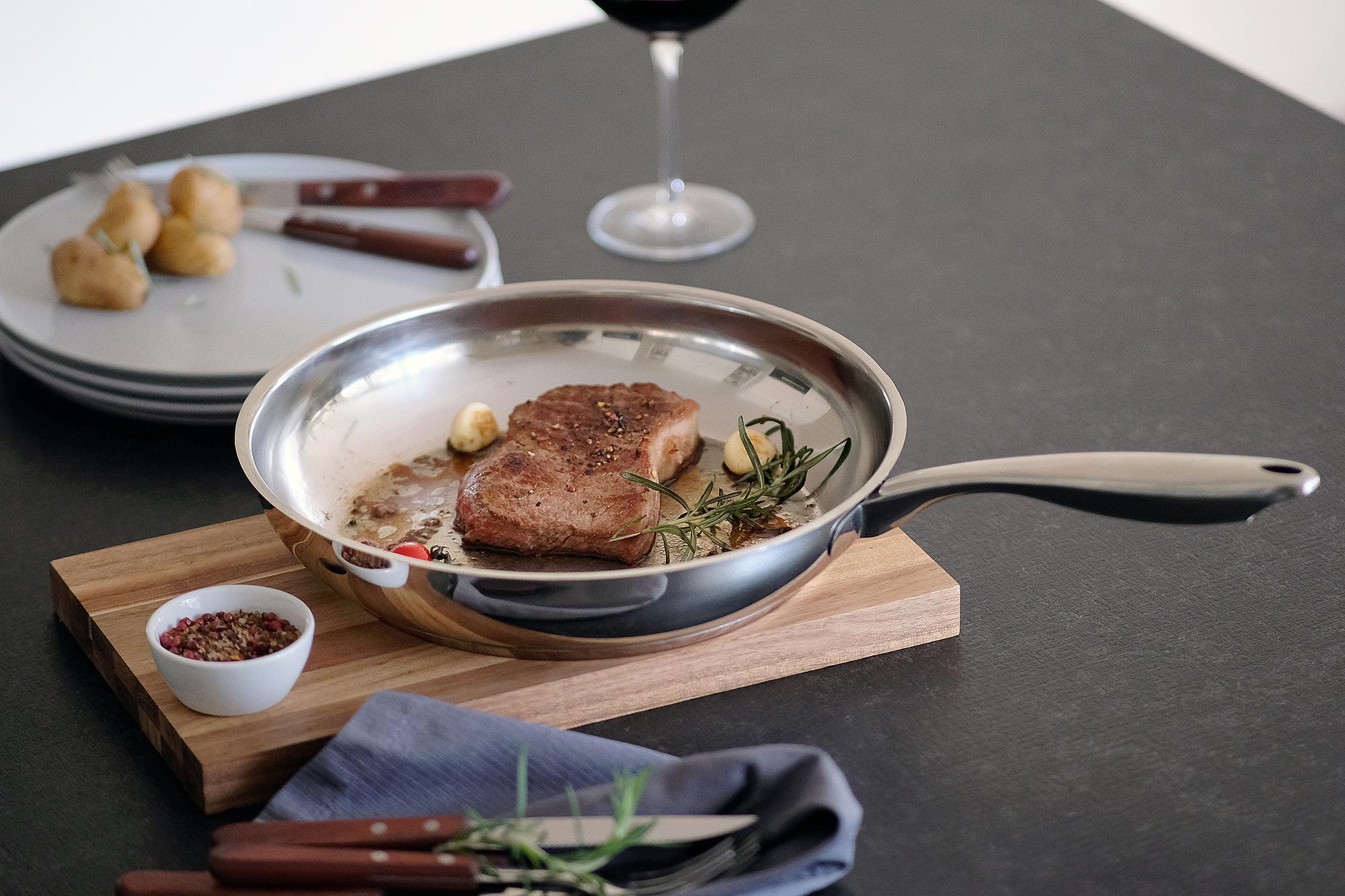 Grozy Frying Pan Stainless Steel Silver 4