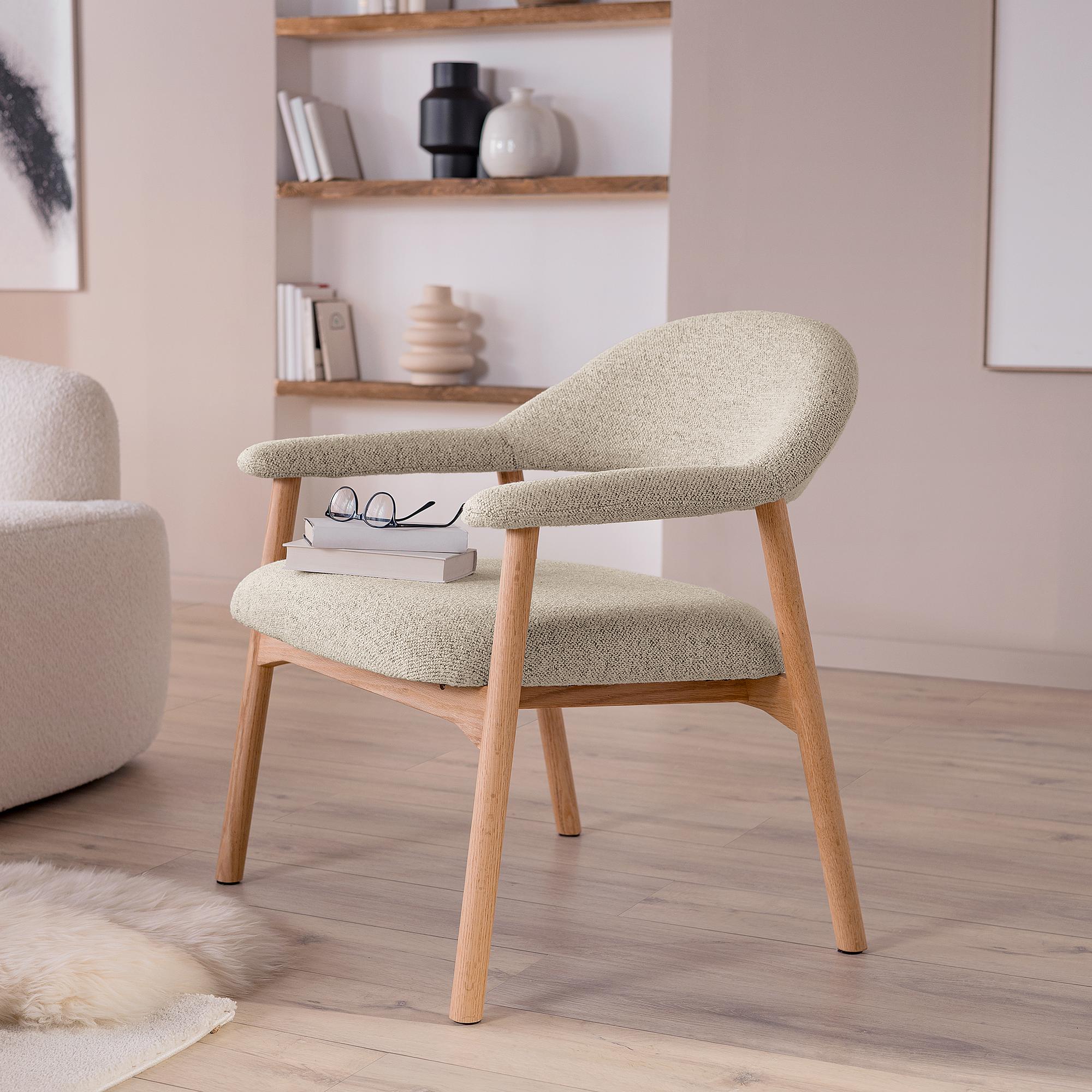 Mesita Lounge Chair Beige Bouclé Oak 4