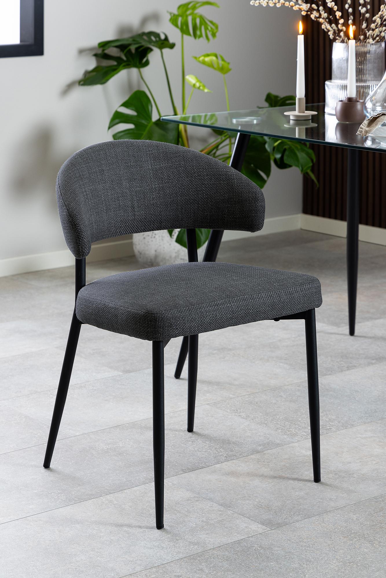 2x Asbo Upholstered Chair Dark Grey 2