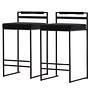 2x Awane Bar Stool Steel Black Velvet 45 x 80 x 41 cm 1