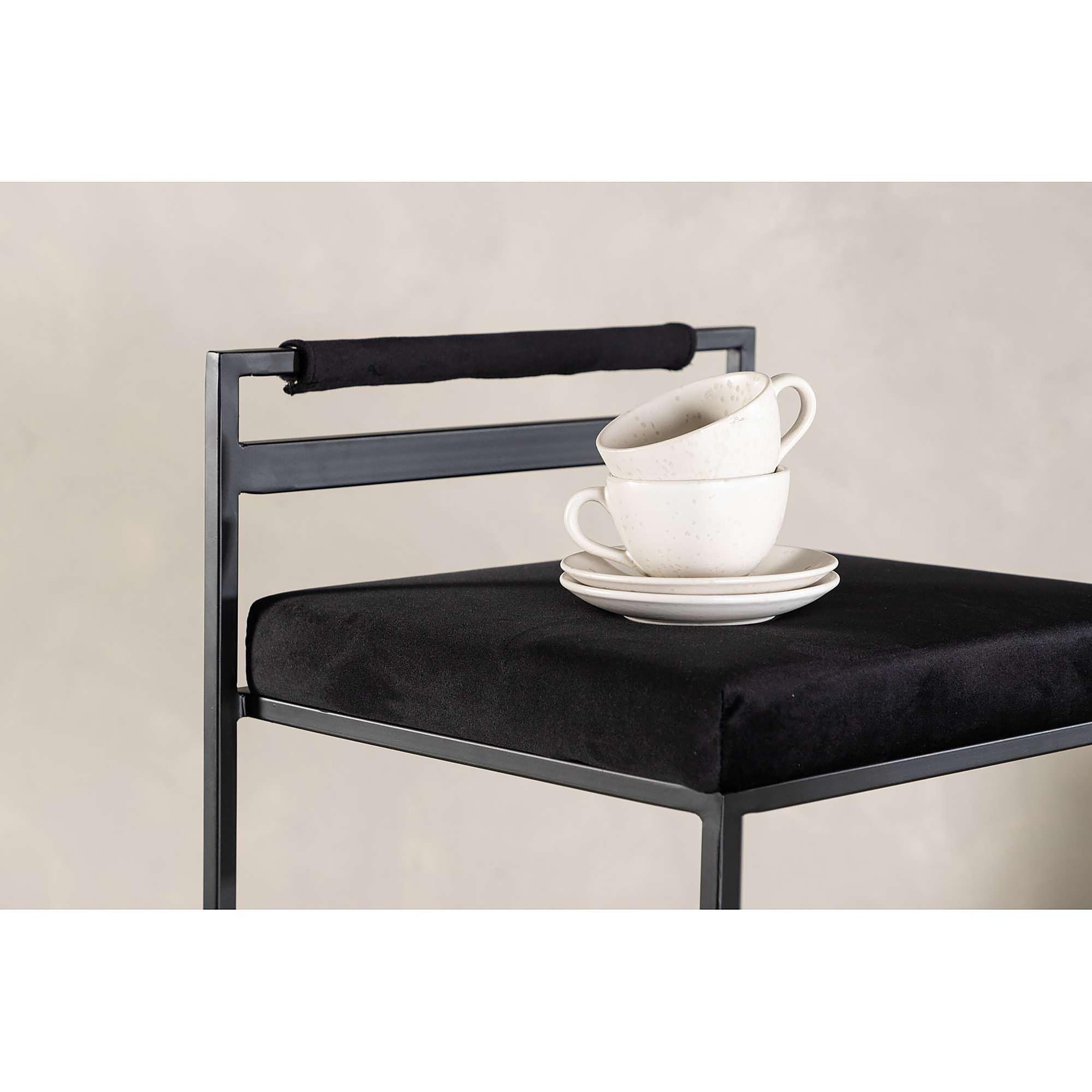 2x Awane Bar Stool Steel Black Velvet 45 x 80 x 41 cm 4