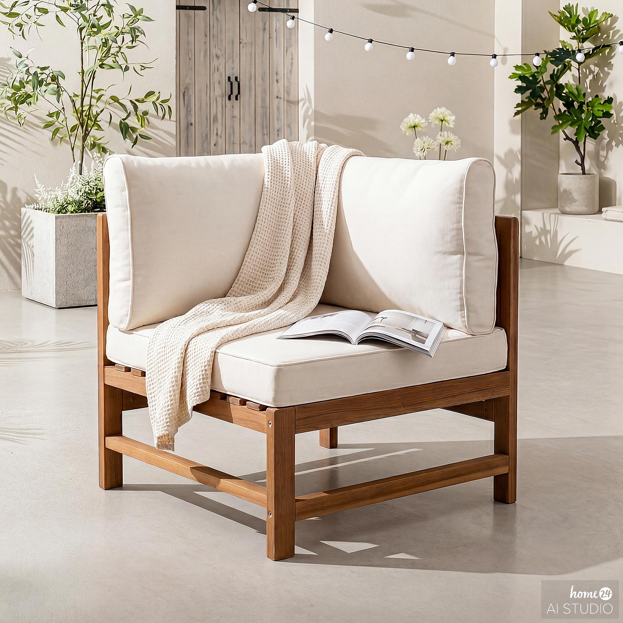 Bayton Lounge Chair Acacia Solid Brown Beige 0