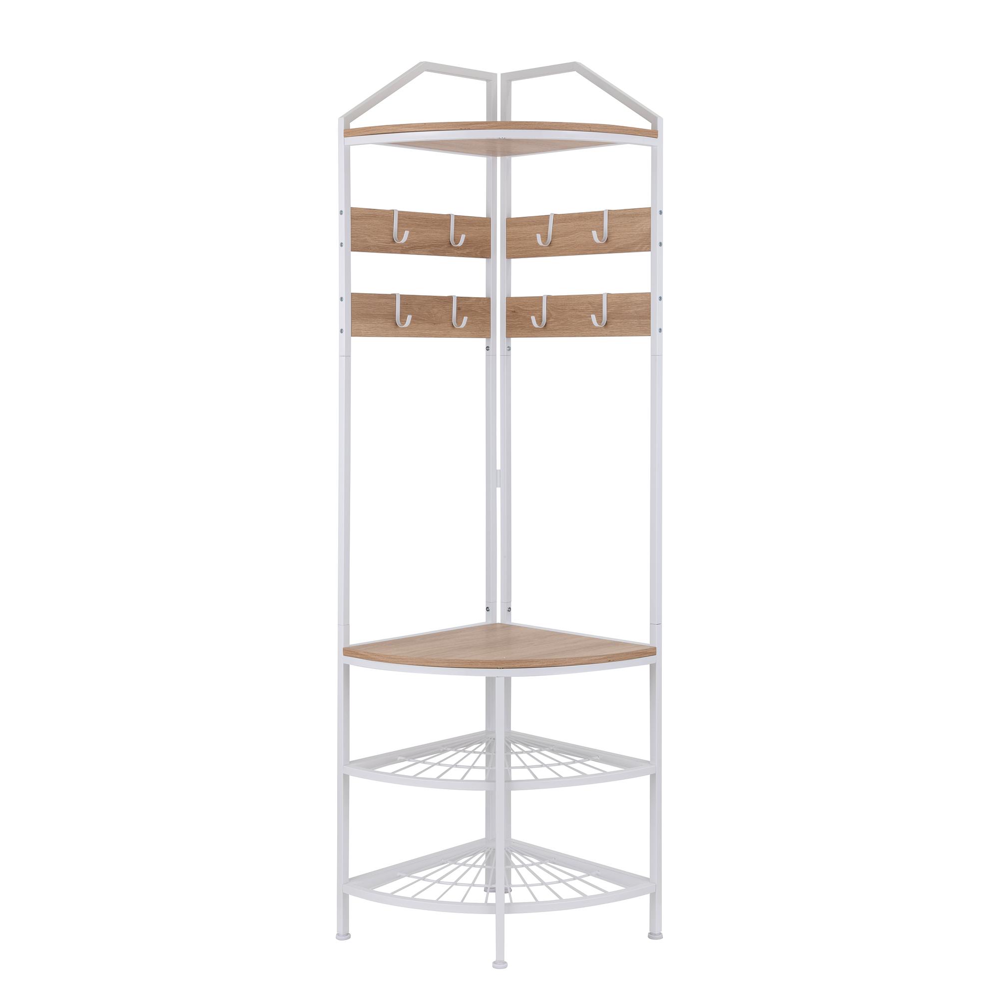 Burdie Corner Wardrobe Wood-Based Material Oak Decor White 0
