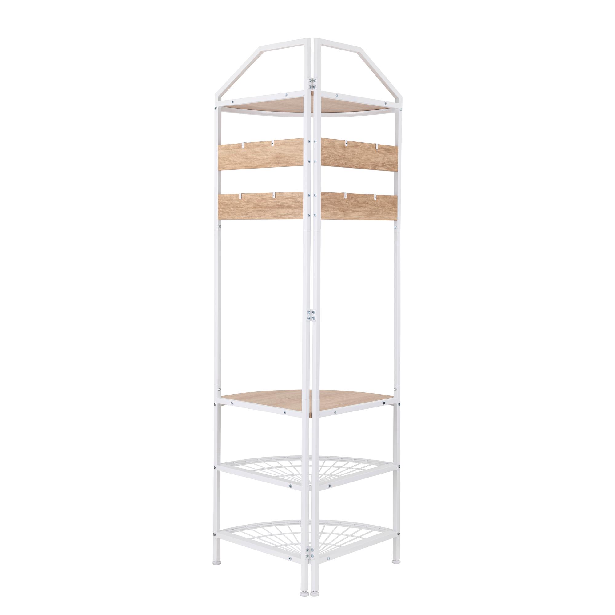 Burdie Corner Wardrobe Wood-Based Material Oak Decor White 2