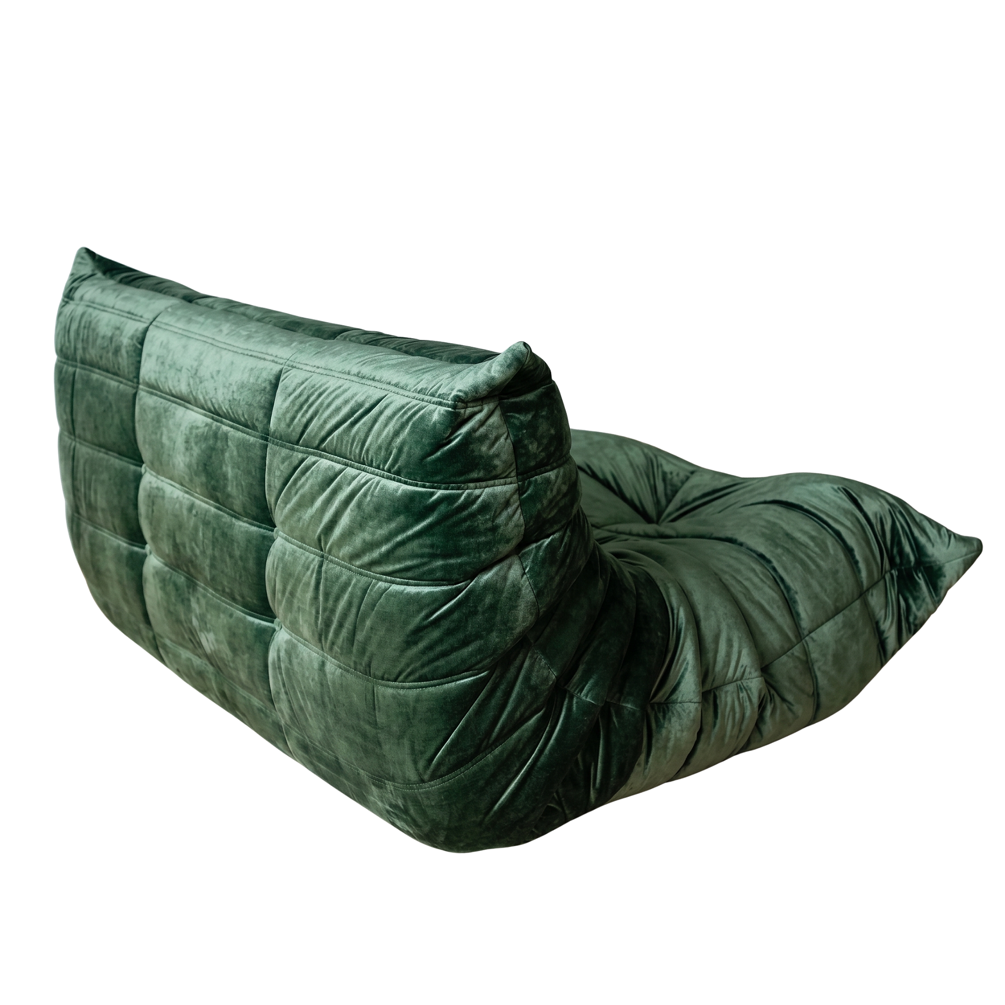 Togo Sofa 2-Seater Washed Velvet Forest Green 1