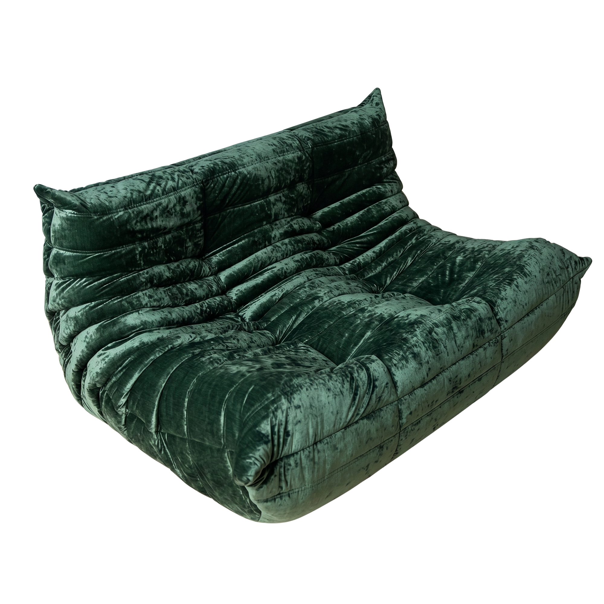 Togo Sofa 2-Seater Washed Velvet Forest Green 3