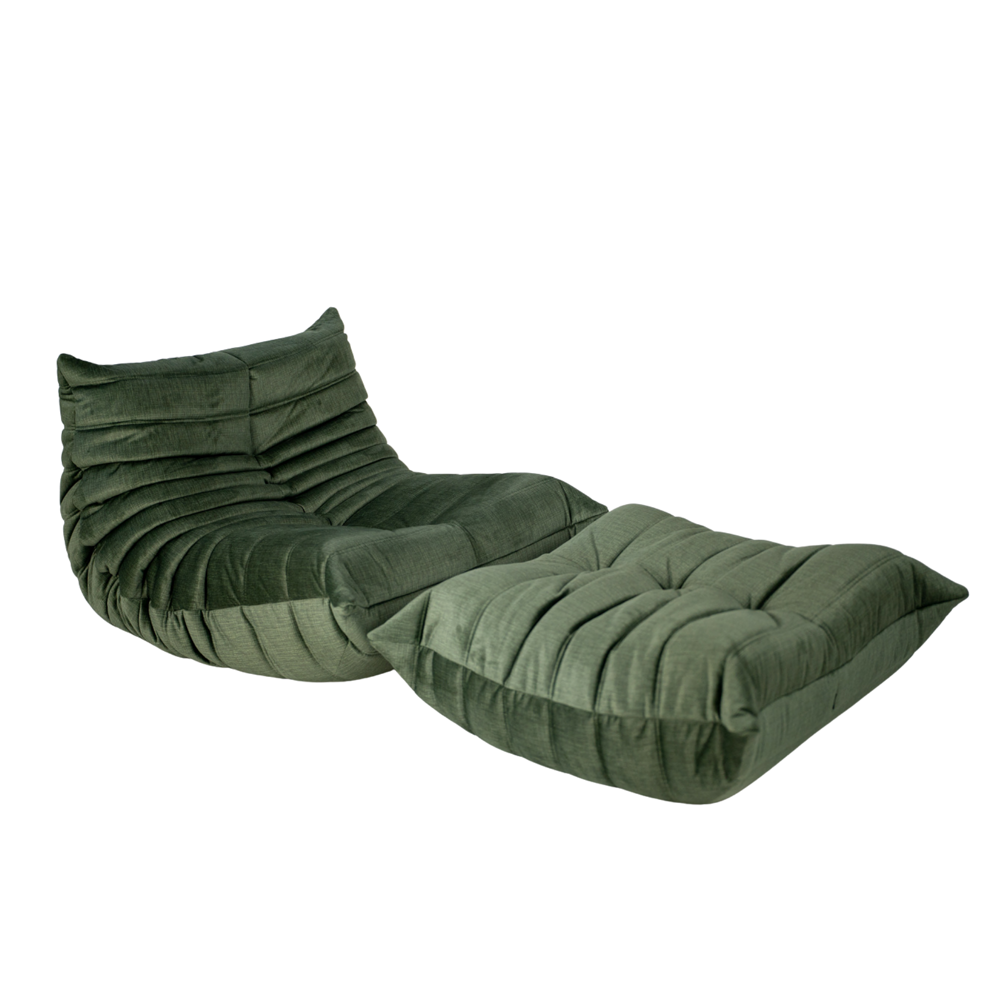 Togo Sessel und Ottoman Set Rib Samt Moss Grün 0