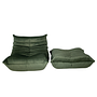 Togo Armchair and Ottoman Set Rib Velvet Moss Green 2