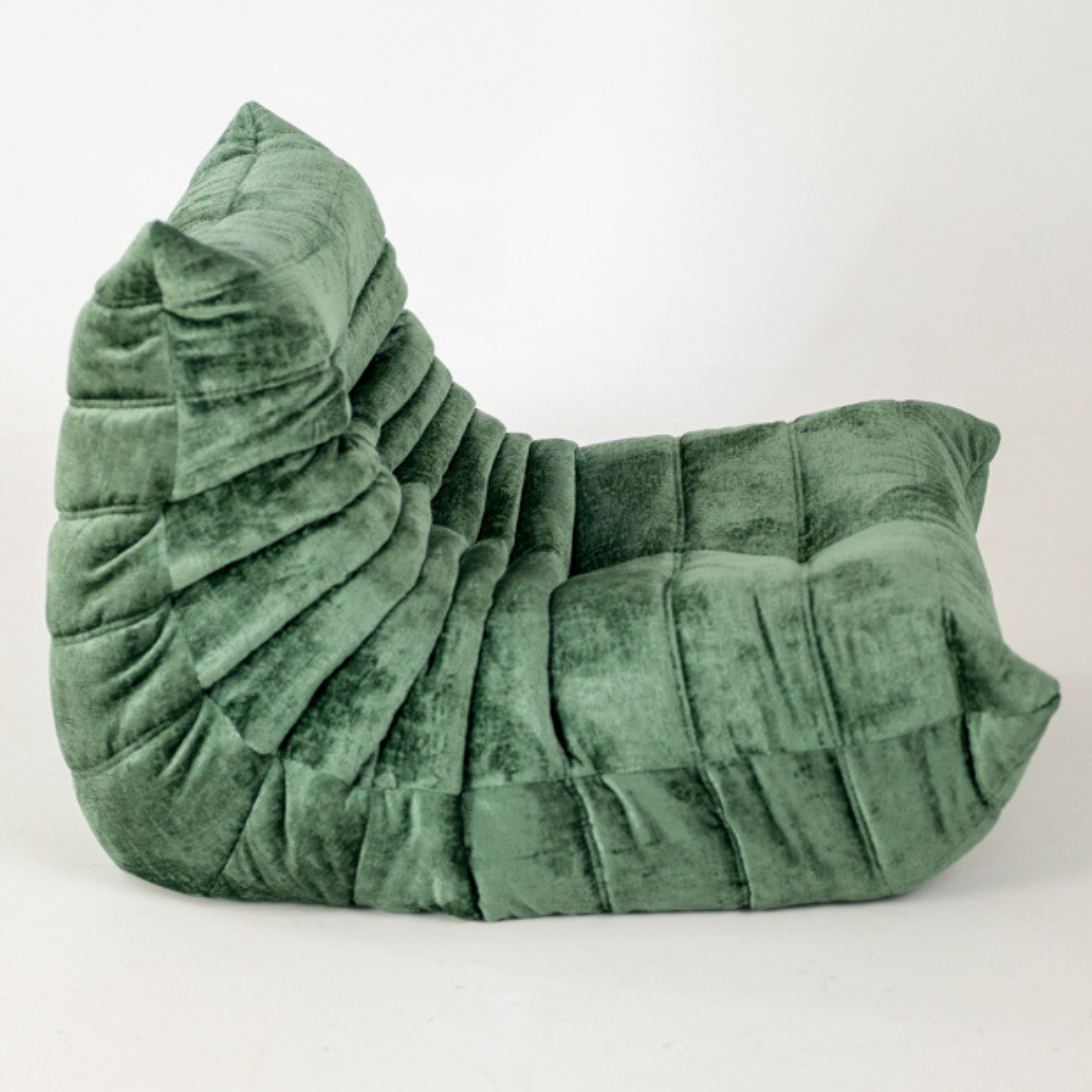 Togo Armchair and Ottoman Set Washed Velvet Forest Green 6