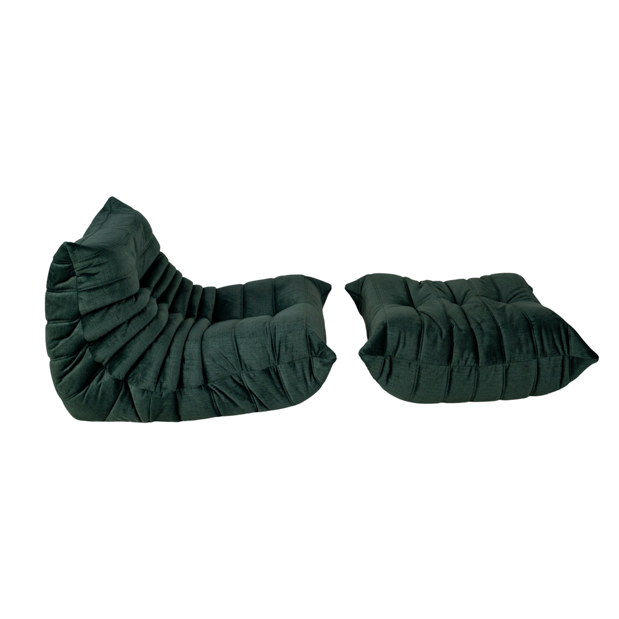 Togo Sessel und Ottoman Set Rib Samt Spruce Grün 1