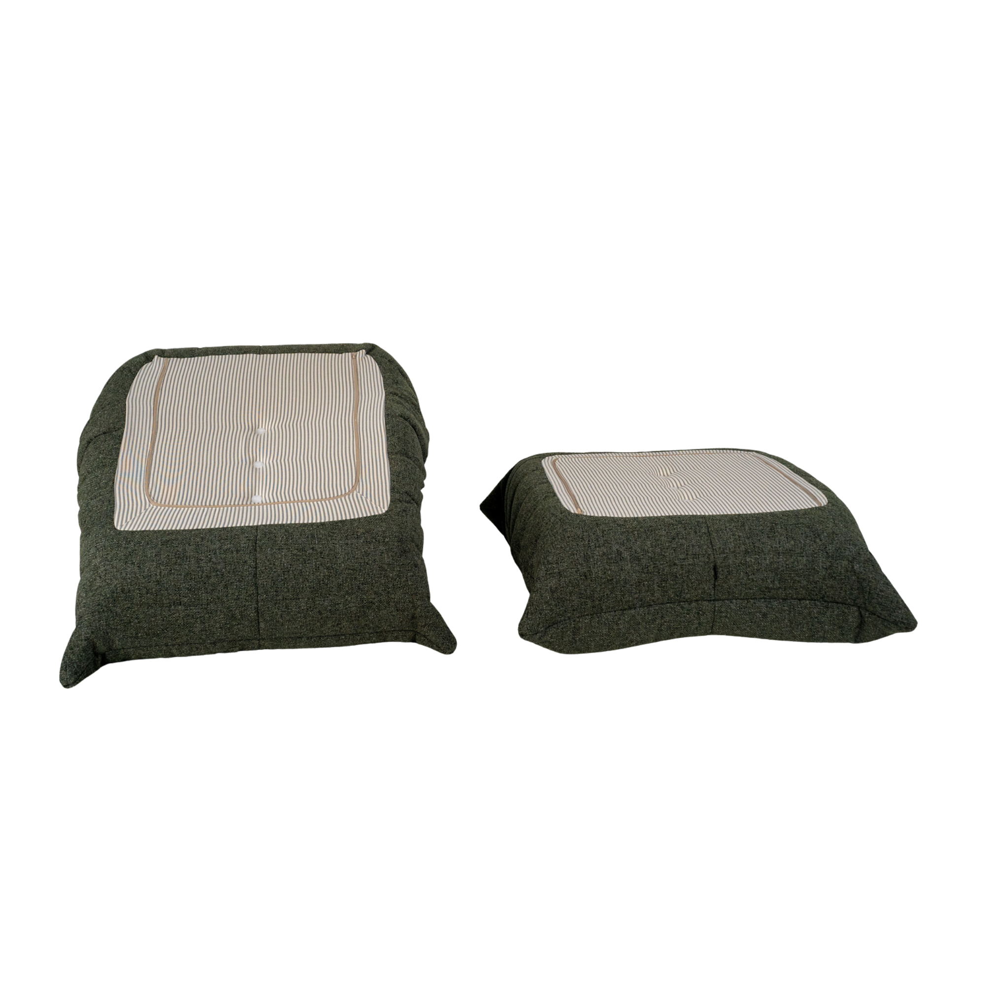 Togo Armchair and Ottoman Set Wave Velvet Olive Green 7