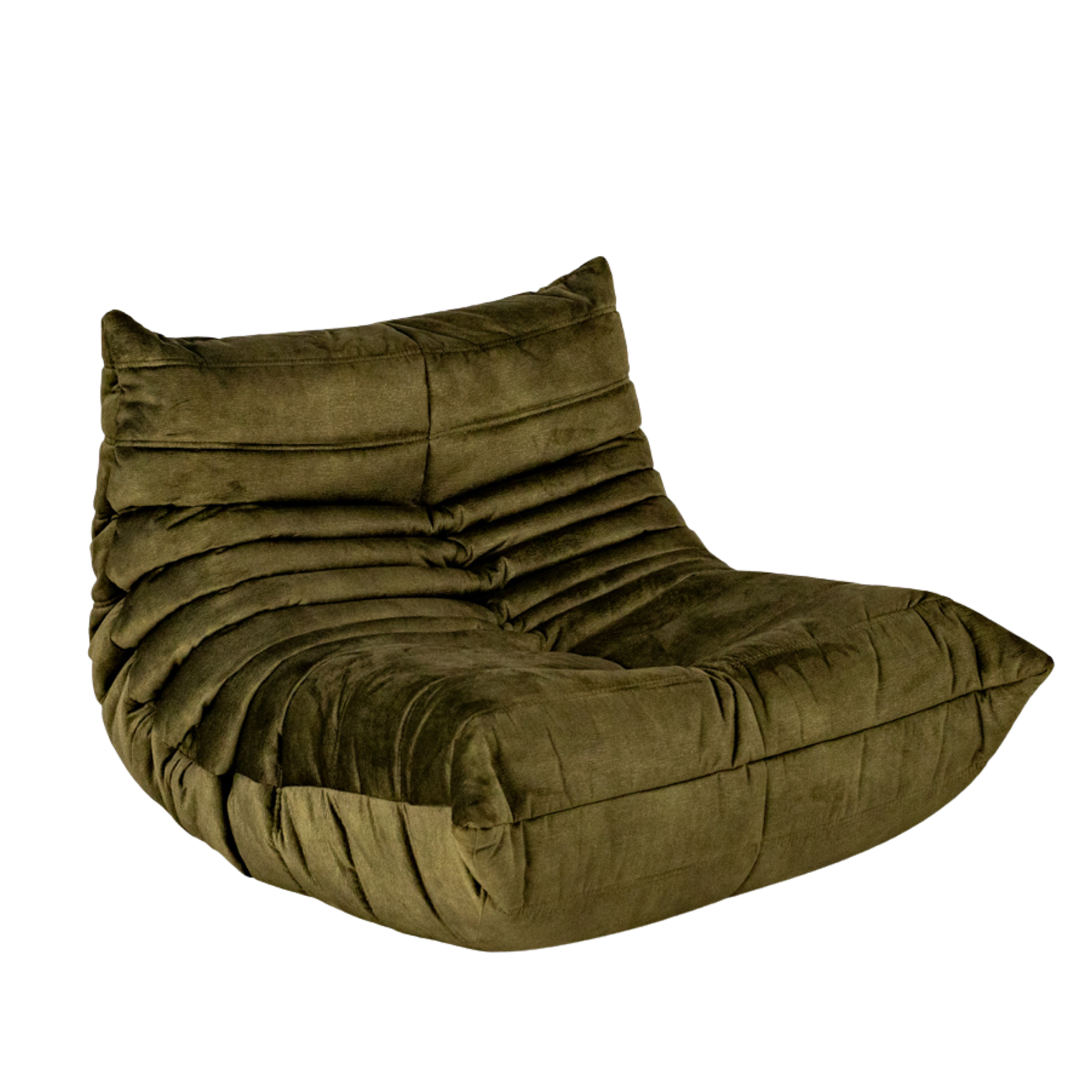 Togo Armchair and Ottoman Set Wave Velvet Olive Green 10