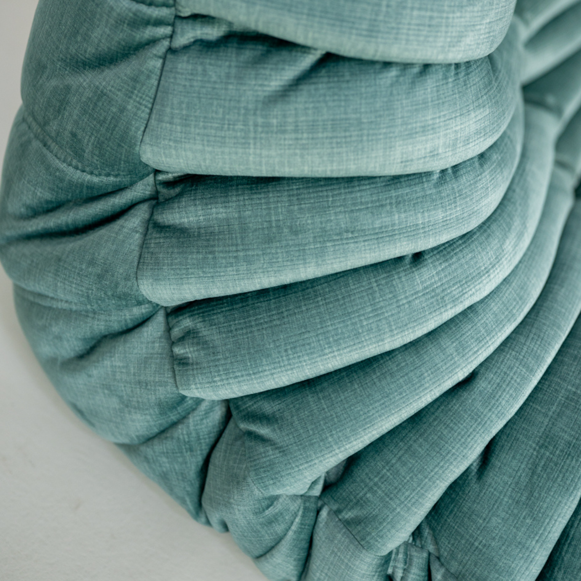 Togo Armchair and Ottoman Set Rib Velvet Aqua 1