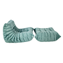 Togo Armchair and Ottoman Set Rib Velvet Aqua 5