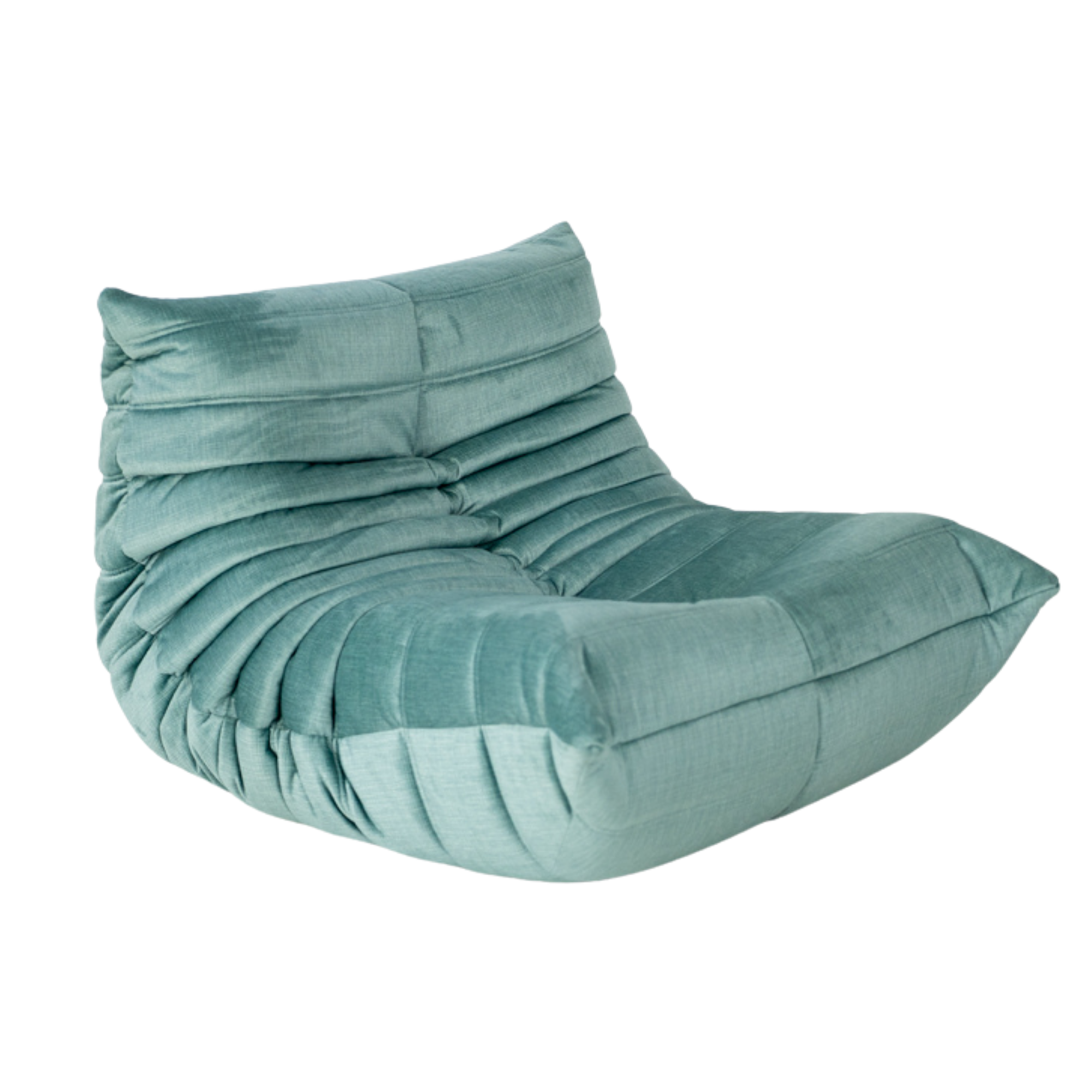 Togo Armchair and Ottoman Set Rib Velvet Aqua 6